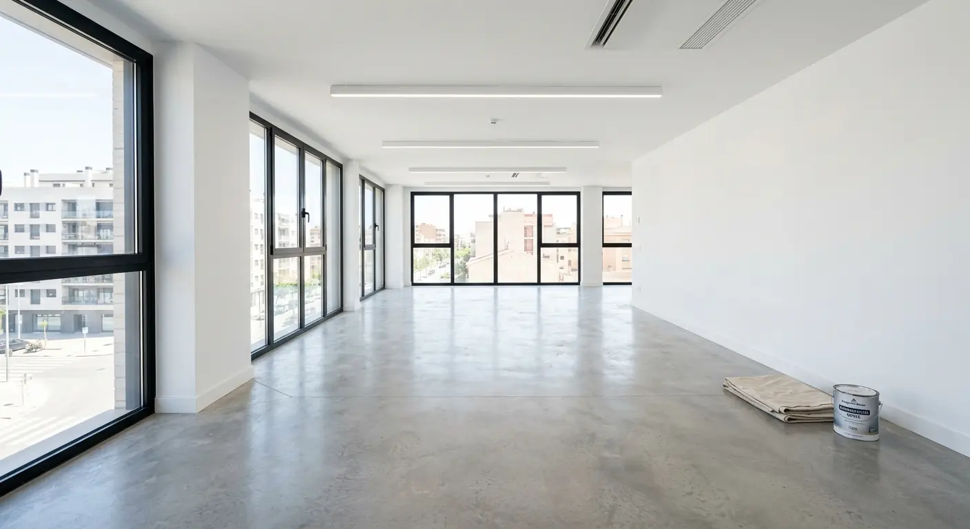 Freshly painted commercial space ready for handover